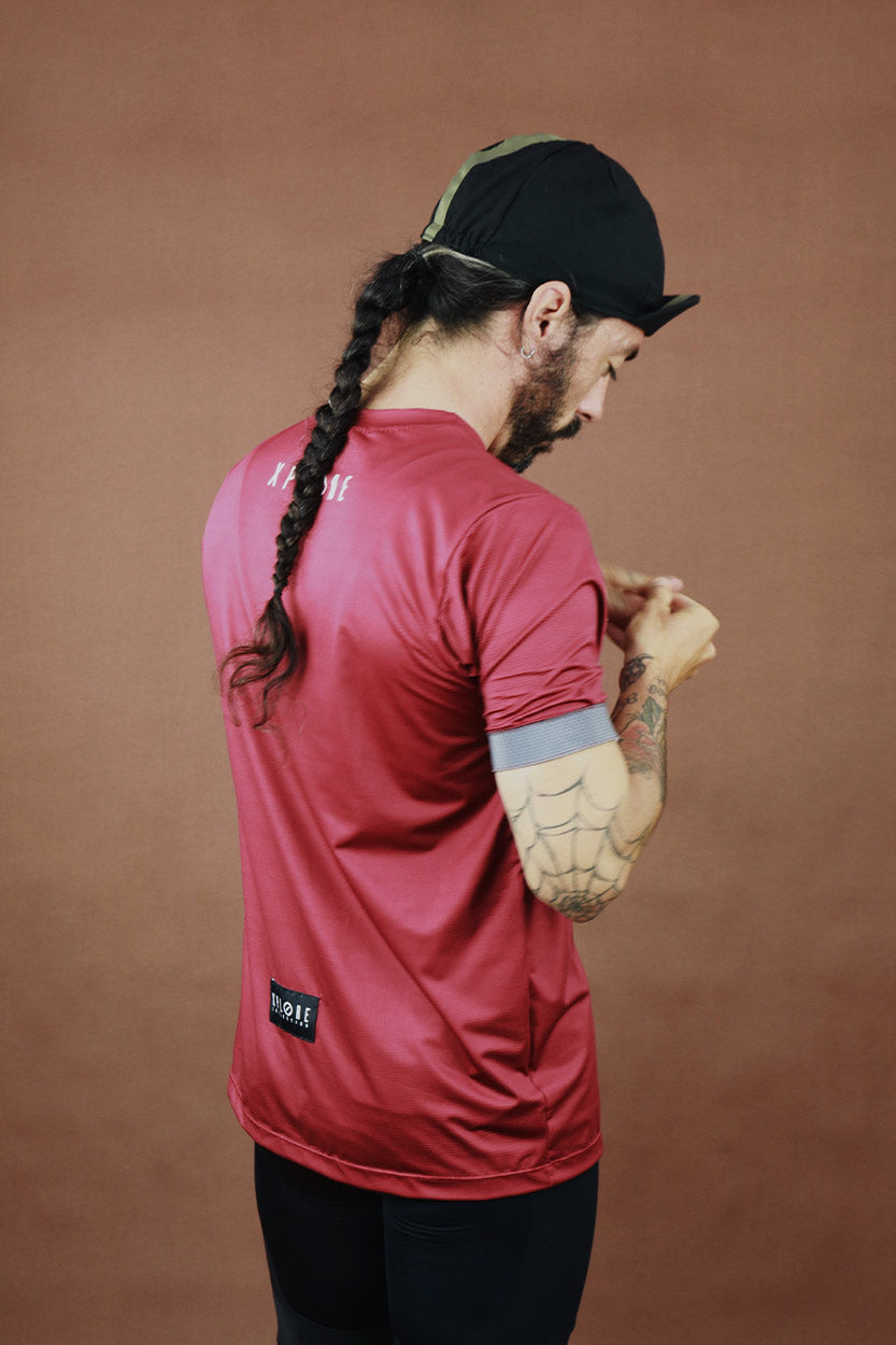 camiseta manga corta maillot ciclismo gravel aventuras roja