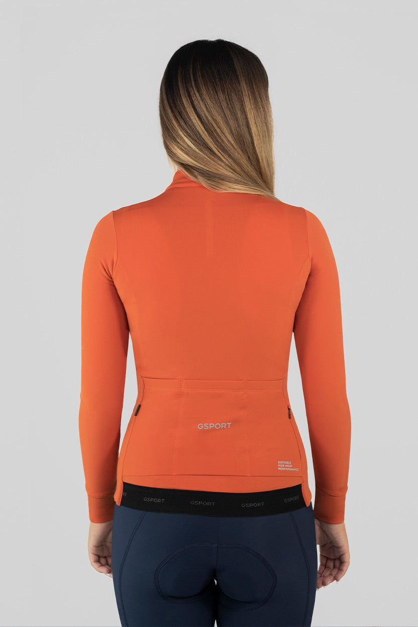 camiseta manga larga ciclismo naranja pro team mujer