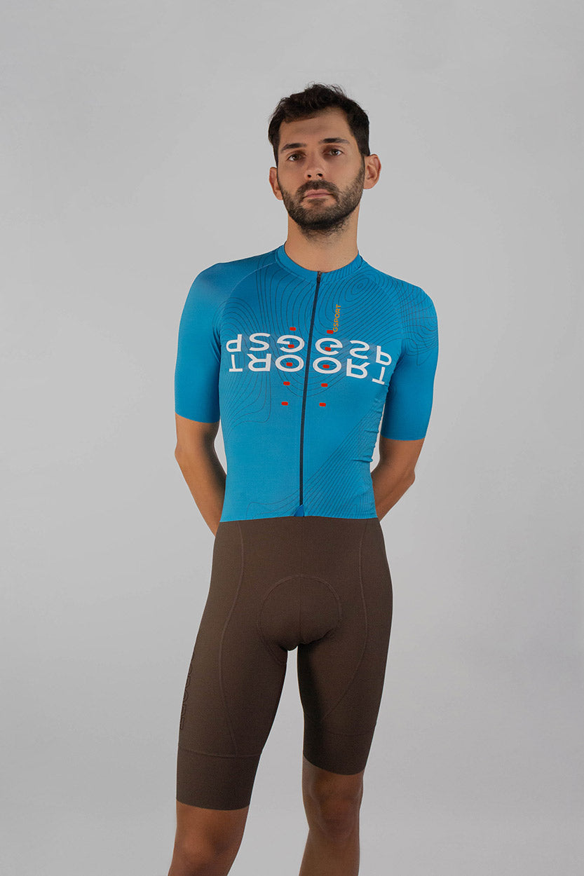 ropa de ciclismo gsport hombre manga corta azul diseño transpirables