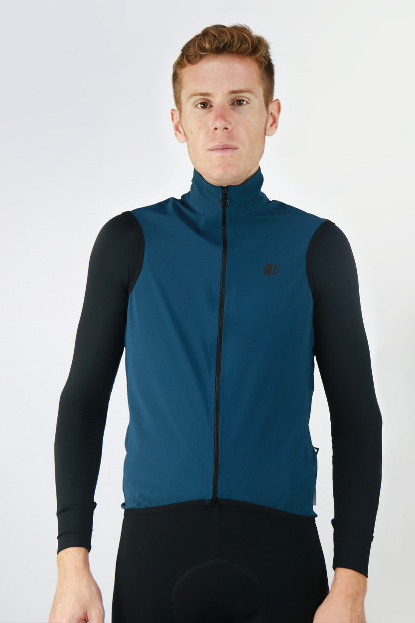 chaleco pro team oceania azul transpirable impermeable ajustado ciclismo profesional