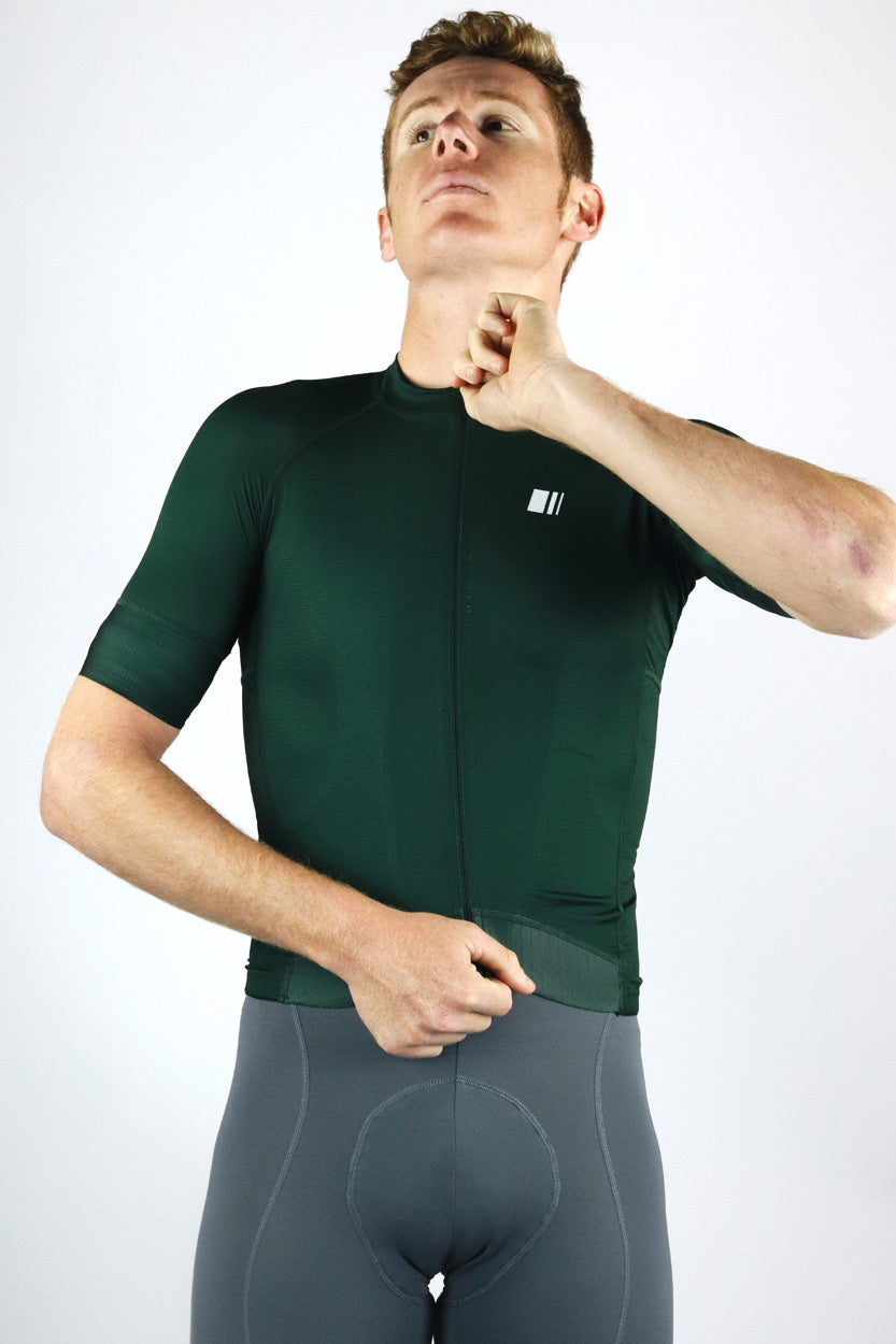 Maillot pro team pine verde oscuro manga corta hombre coleccion ropa ciclismo gsport